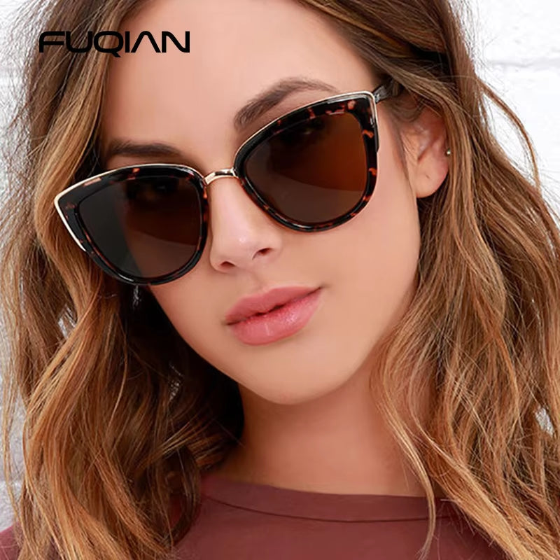 Classic Cateye Women Sunglasses Vintage Anti-Glare Cat Eye Sun Glasses Female Fashion Leopard Driving Shades UV400