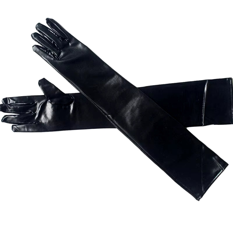 Sexy Women Shiny Long Gloves Leather Latex Cosplay Clothing Pole Dancing Gloves Accessories Black Tight Gloves