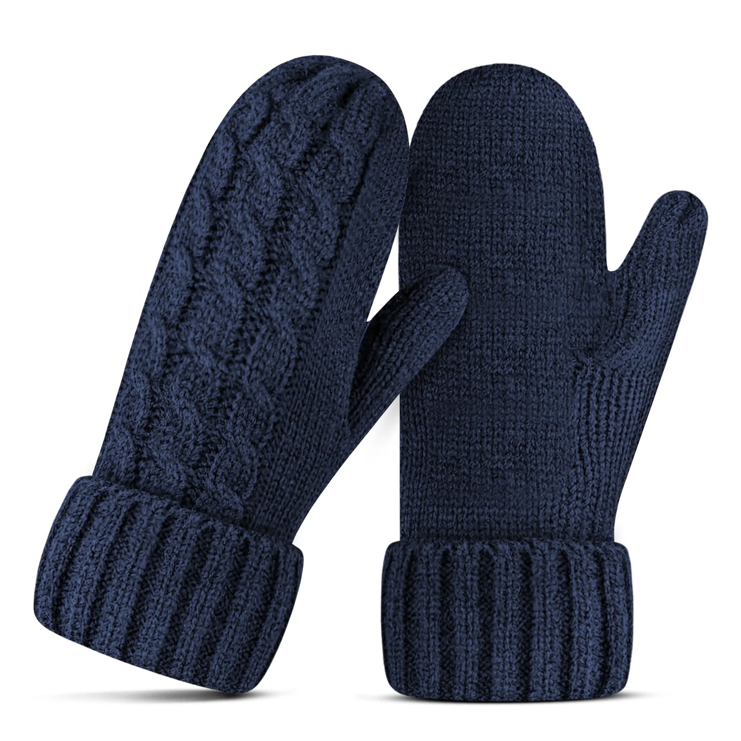 Women'S Mittens Winter Thick Gloves- Warm Soft Lining Cozy Hand Warmer Cable Knit for Women Girls