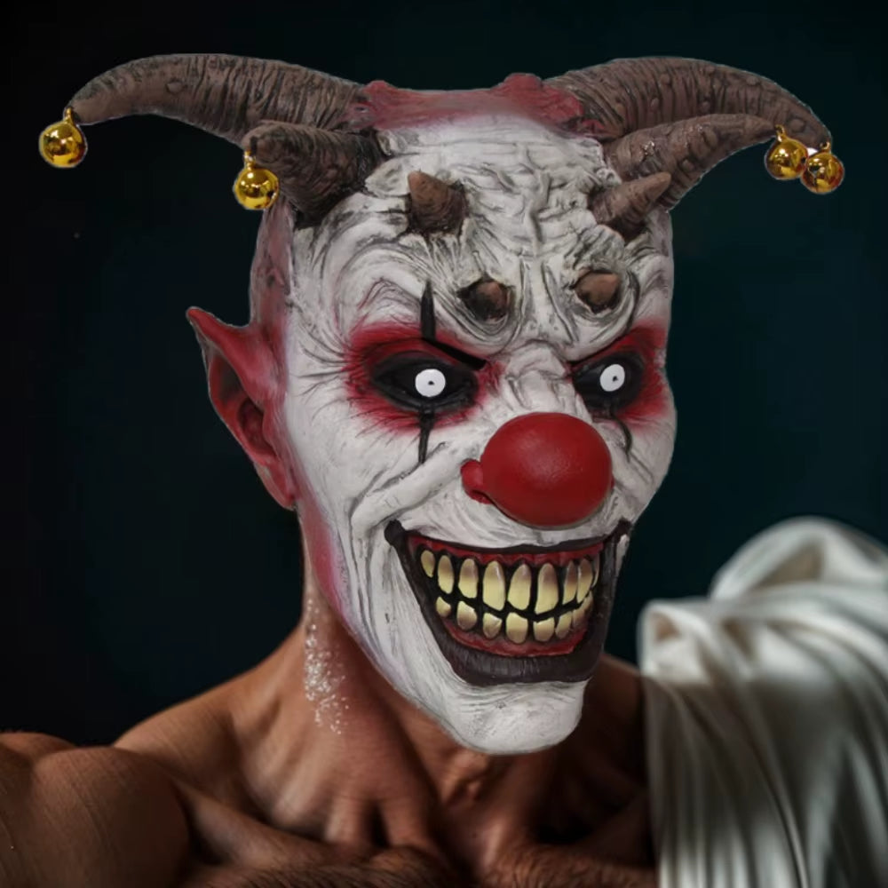 1PC Jingle Jungle Clown Mask for Adult, Halloween Devil Horror Scary Clown Head Latex Joker Masquerade Cosplay Costume Props