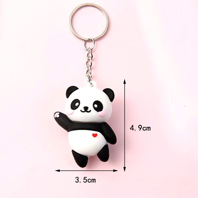 Cute Cartoon Couple Panda Keychain Pendant Car Bag Key Chains for Women Jewelry Gift