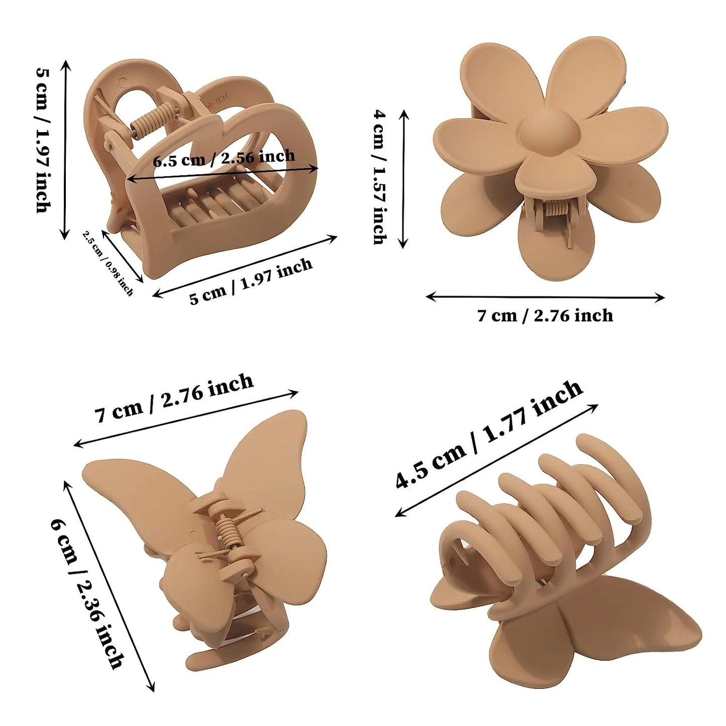 6 Pcs Heart Hair Claw Clips for Women Matte Nonslip Hair Jaw Clips Heart Hair Clips for Thin Thick Hair Cute Hair Styling Accessories