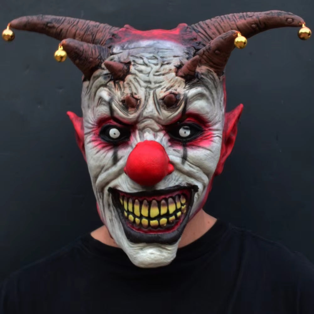 1PC Jingle Jungle Clown Mask for Adult, Halloween Devil Horror Scary Clown Head Latex Joker Masquerade Cosplay Costume Props