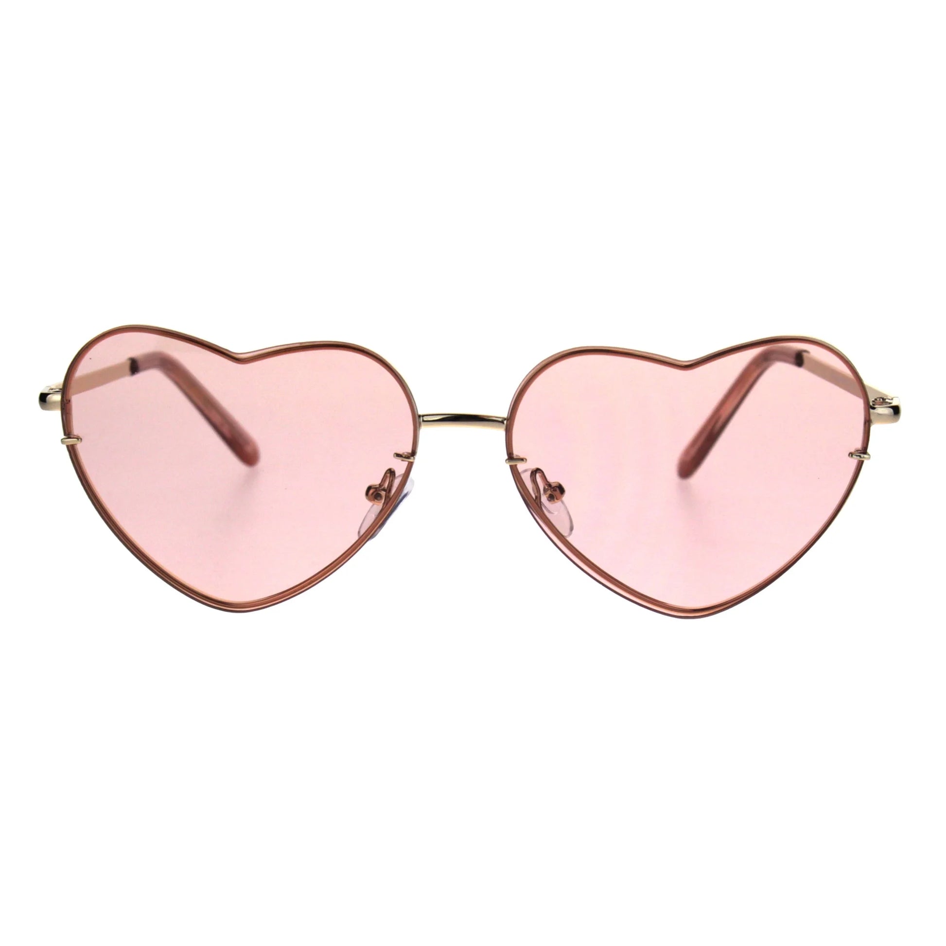 Womens Luxury Rimless Flat Panel Valentine Heart Sunglasses Red