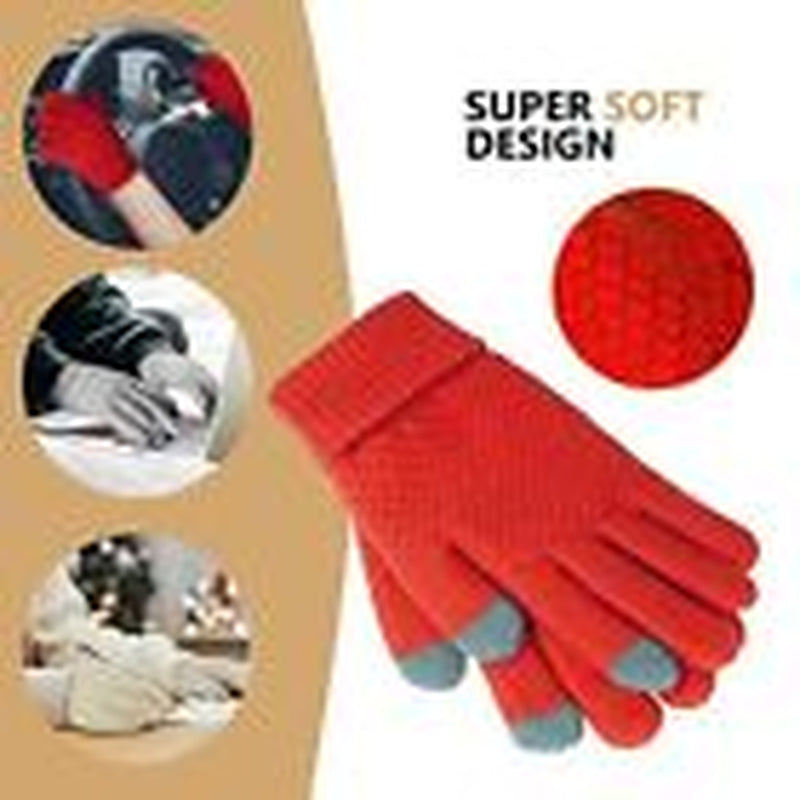 4 Pairs Womens Gloves for Cold Weather, Christmas Gifts Black, Red, Grey，Beige