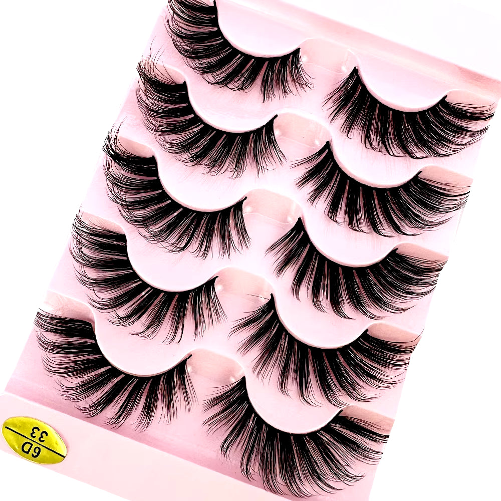 Natural Long Cosplay Makeup Cross Strip False Eyelashes Black Eye Lashes and Cat Eye Lashes 5Pairs