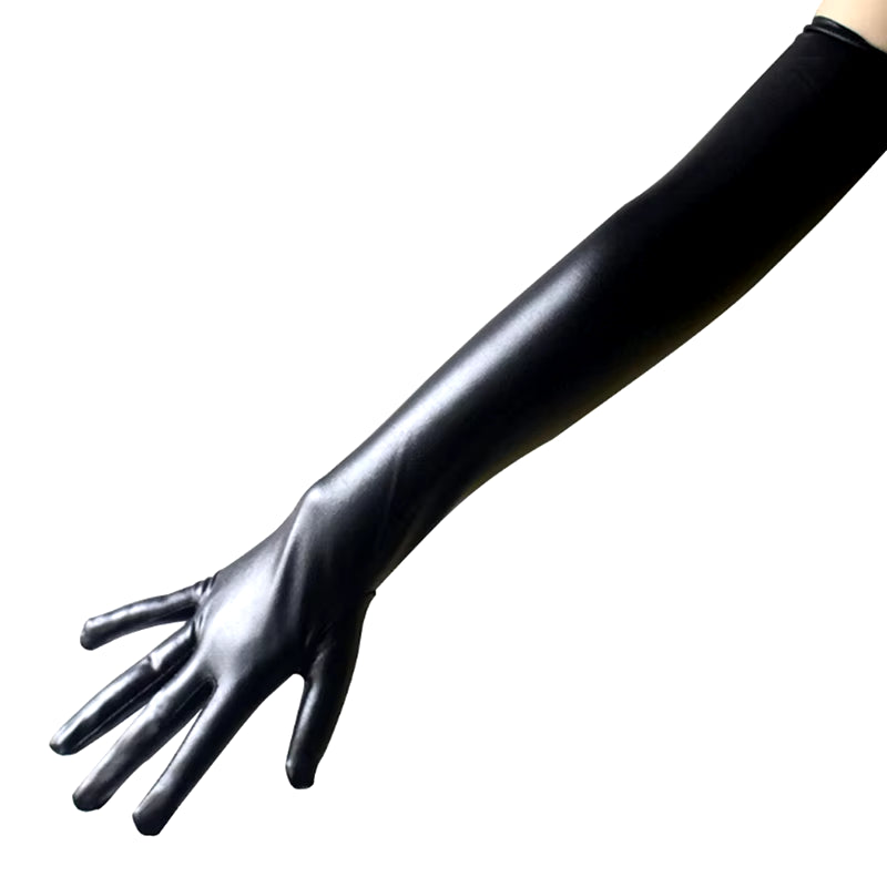 Sexy Women Shiny Long Gloves Leather Latex Cosplay Clothing Pole Dancing Gloves Accessories Black Tight Gloves