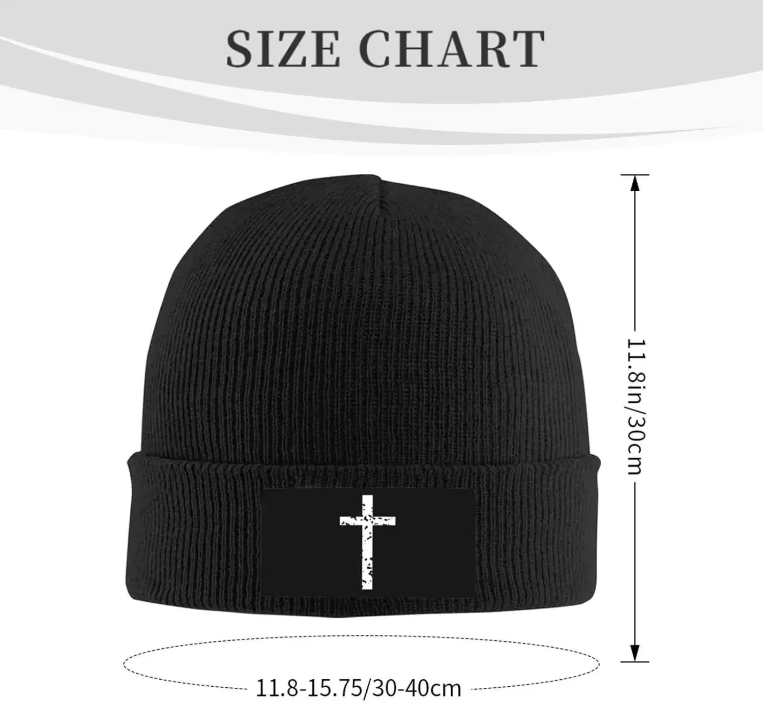 Christian Cross Beanie Hat for Women Men Winter Hat Cuffed Knit Skull Cap Warm Ski Hats