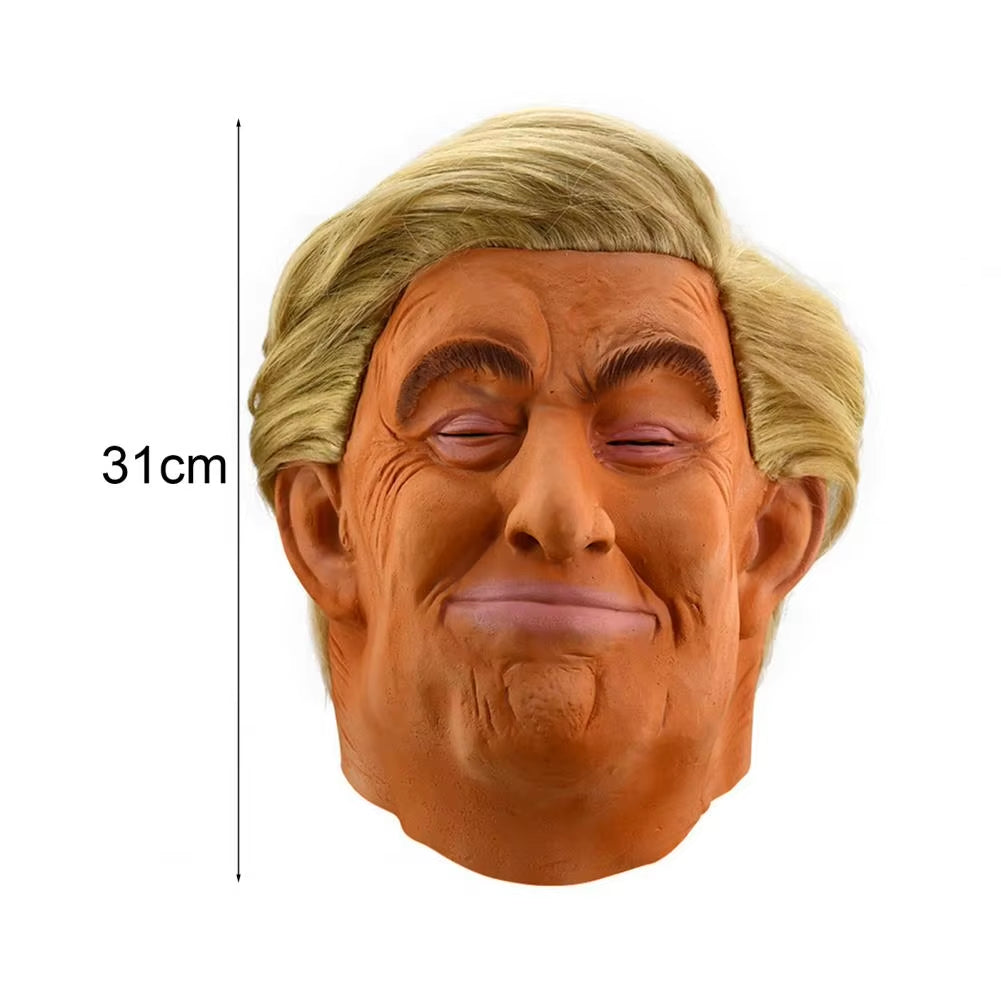 Trump Latex Full Head Face American Former President Mask Halloween Cosplay Head Cover Donald Trump Presidential Cosplay